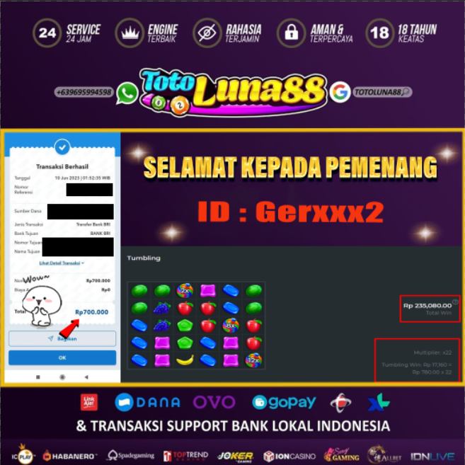 totoluna88's tweet photo. Selamat kepada member setia kami #totoluna88,
user id Gerxxx2 hingga senilai idr. 700.000,00 dari Sweet Bonanza #Pragmatic
Mau tau info slot gacor dm atau klik link yg ada di bio
#JamSlotGacor #bocoranslot #murnibet #winwinwon #winwinwon #winwin https://t.co/IEA9ORSB36