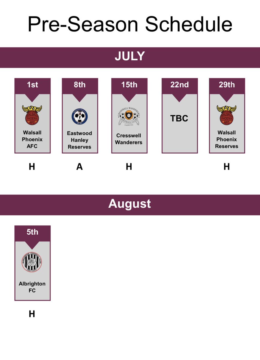 Cannock Dynamos F.C. (@cannockdynamos) on Twitter photo Hi all, below is our updated pre-season friendlies list, we are still looking for a game July 22nd so message us if you’re interested <a href="/MidlandLeague/">Capelli Sport Midland Football League</a> <a href="/staffscountysl/">Staffordshire County Senior League</a> Hi all, below is our updated pre-season friendlies list, we are still looking for a game July 22nd so message us if you’re interested <a href="/MidlandLeague/">Capelli Sport Midland Football League</a> <a href="/staffscountysl/">Staffordshire County Senior League</a>