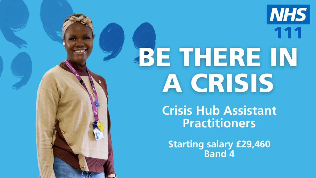 📣Recruiting now for Crisis Hub Assistant Practitioners for our new NHS 111 Press 2 mental health crisis line ☎️ launching later this year. Be there for someone in crisis and make a real difference to people’s lives. Apply now ow.ly/UMCr50OKFtK