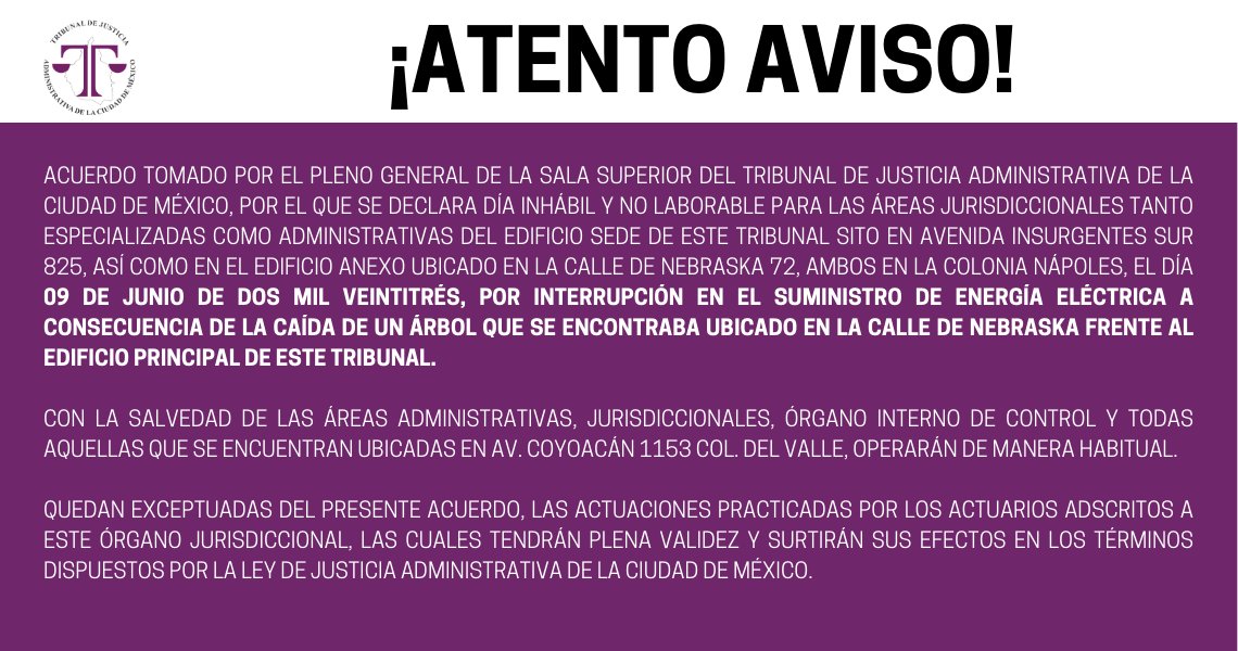 TJA_CDMX's tweet photo. 📢Aviso al Público en General https://t.co/j3nUjVRCtB