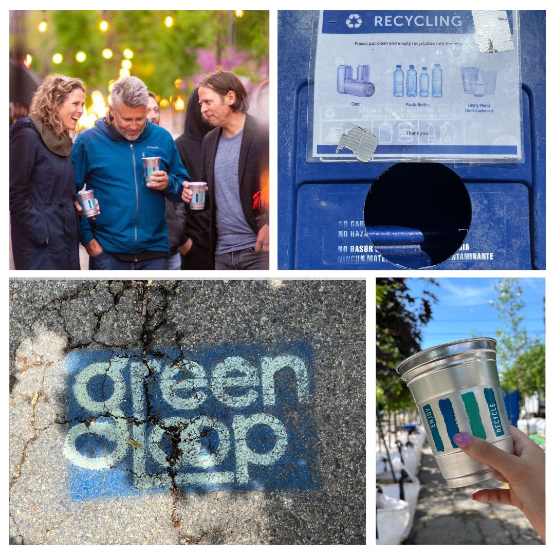 SLCgreen's tweet image. We love seeing orgs take action to make events more sustainable. Shout out to @rohabrewing for using aluminum cups while bartending at the #GreenLoop. They have resulted in more reuse and recycling at the event which is always the goal ♻️ Stop by the Loop Sat 5-10pm to see them!