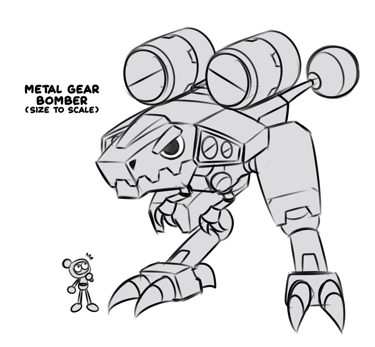 Caffeine struck me so I doodled a Metal Gear Bomber in the style of Bomberman of sorts