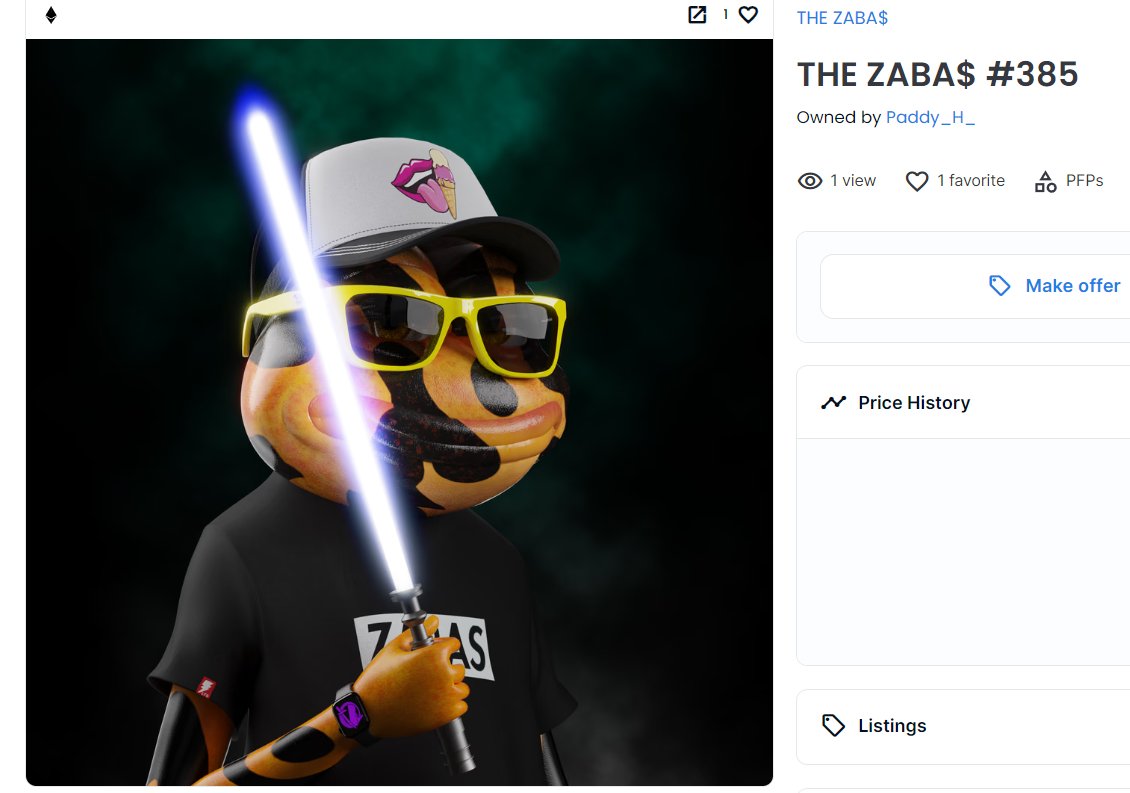 TheZabas's tweet photo. NEW MINT: Welcome home from Oblivion mfer! 
@PaddyHorne you a REAL ONE! 💚

He got the blue lightsaber, only 65 Zabas from the 4444 collection have this very uncommon trait!

Mint here: 0.03 #Etherum 

https://t.co/Y33t05EY4M https://t.co/LSdlTXGxcn