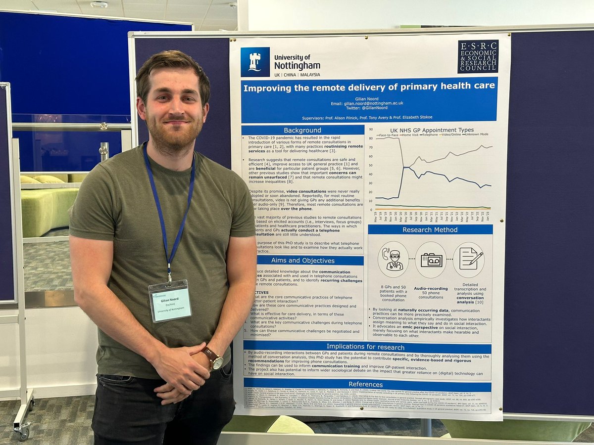 Excited to be at the #MGSCon2023 presenting a poster on my PhD study on phone consultations in primary care <a href="/AstonUniversity/">Aston University</a> <a href="/mgsesrcdtp/">MGS ESRC DTP</a> #EMCA