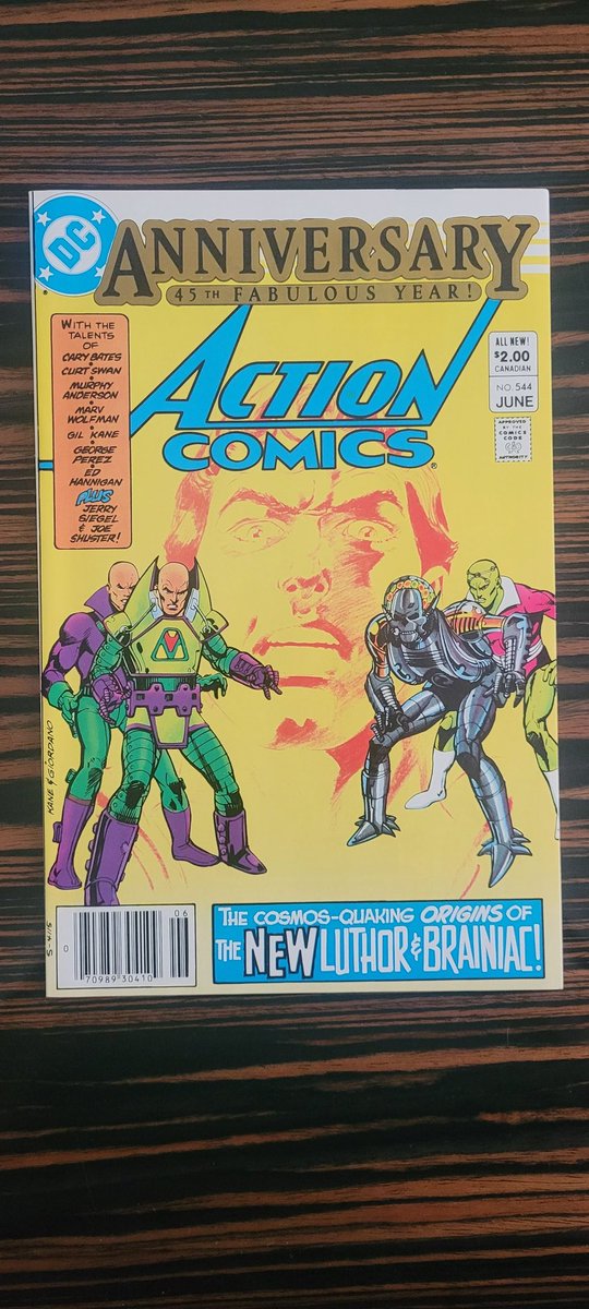 NICKGQNYC's tweet image. The rare $2 canadian newsstand edition - #jamesgunn #superman #keyissue #actioncomics 544 1st #lexluthor suit and new form of android #brainiac