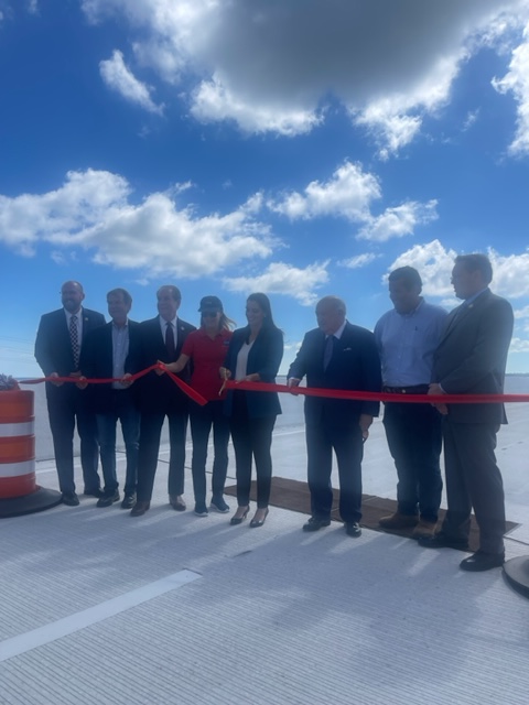 debbie_mayfield's tweet photo. Today commemorated the opening of the new Nasa Causeway Bridge. @LtGovNunez cut the ribbon.
@SpaceFlorida, @NASA & @MyFDOT worked together to get this project finished over 100 days ahead of schedule & on budget!
#SpaceFlorida #NASA #Infrastructure https://t.co/za7BbOLhjD