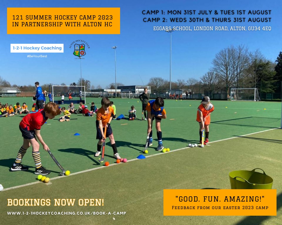 We’re back for 2 camps at Alton Hockey Club this summer!

Always great fun with skills &amp; loads of games for kids of all levels (including beginners) from ages 6-15.

Book early to ensure you don’t miss out!
🔗 1-2-1hockeycoaching.co.uk/book-a-camp

#BeYourBest
