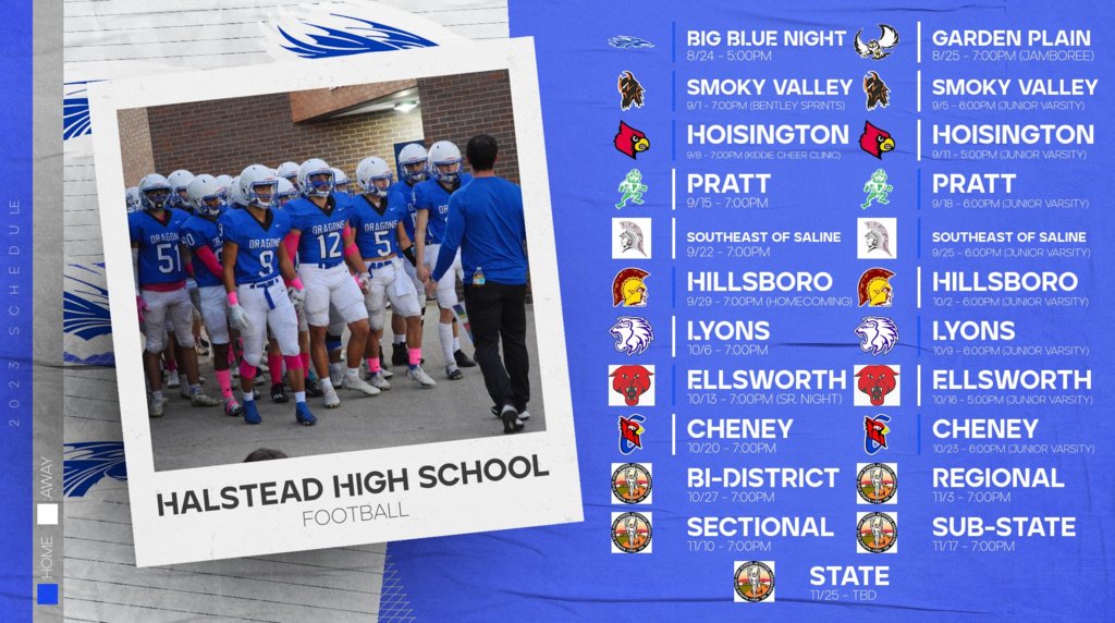 Halstead_AD's tweet photo. Halstead High School  2023 Fall Athletics Schedules 

 Dates, times, opponents subject to change. Check https://t.co/WSBctqZLfG for more info! https://t.co/DdNuQtAche
