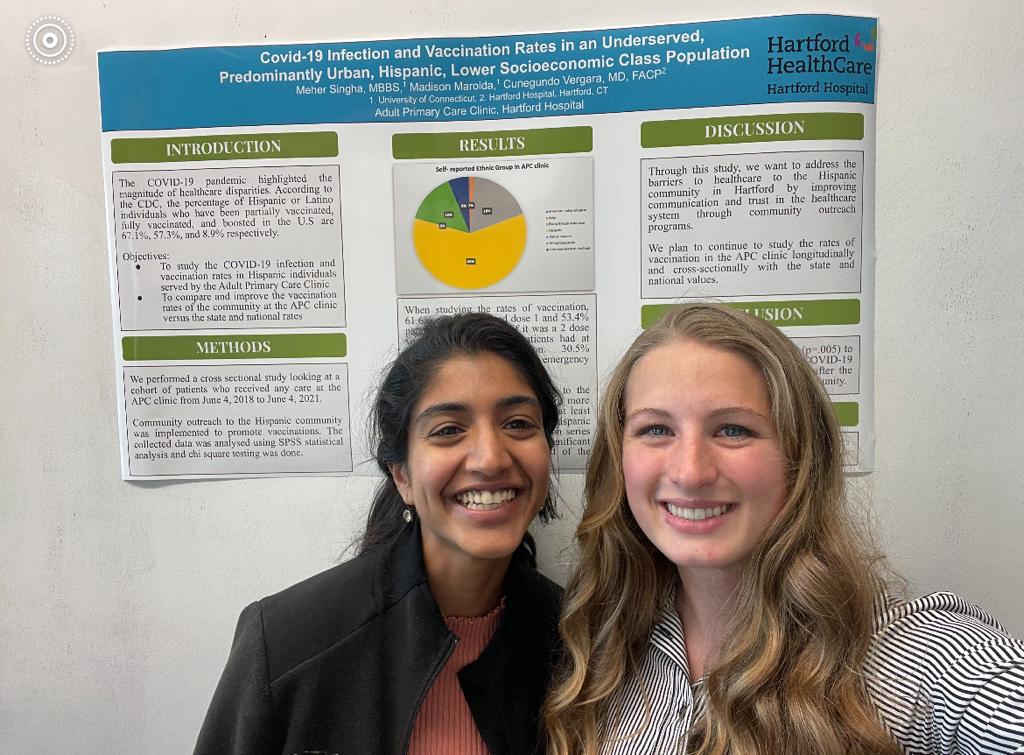 UConn Internal Medicine (@uconnim) on Twitter photo <a href="/mehersingha/">Meher Singha</a>
Dr. Singha and Madison Marolda presented a terrific project that examined COVID vaccination rates in an underserved population at the APC clinic. Through community outreach interventions, they observed significant improvements in vaccination rates! <a href="/mehersingha/">Meher Singha</a>
Dr. Singha and Madison Marolda presented a terrific project that examined COVID vaccination rates in an underserved population at the APC clinic. Through community outreach interventions, they observed significant improvements in vaccination rates!