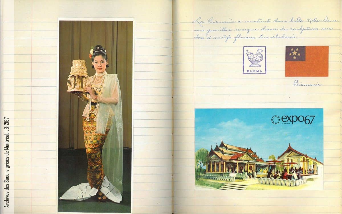 Bonne #journeeinternationaledesarchives ! Voici quelques coups de cœur de nos archivistes. Débutons par celui d'Alcée: Un spicilège (scrapbook) que sr J. Quessy a réalisé pour y consigner ses souvenirs de sa visite d’#Expo67.  #archives #InternationalArchivesDay #histoiremtl