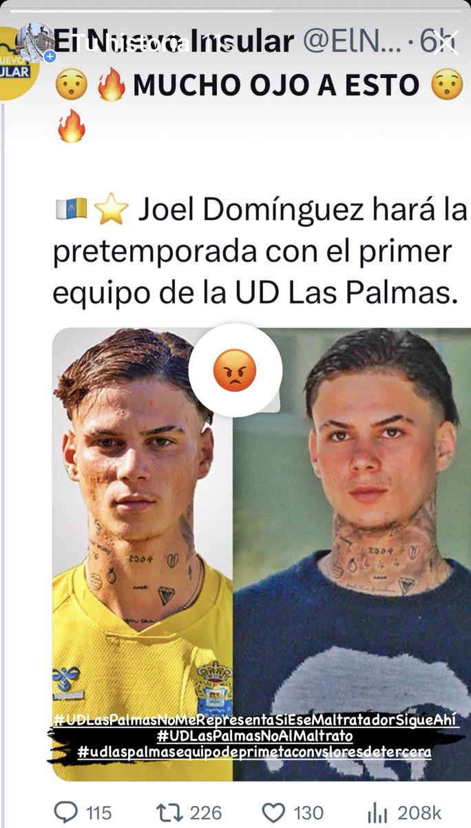 Impotencia, rabia, frustración, tristeza…, pero nunca me harán ceder en mi lucha. Gracias <a href="/UDLP_Oficial/">UD Las Palmas</a> y Miguel Ángel Ramírez porque ahora me han empoderado más y sacaré toda la artillería que tenía guardada. CONTRA EL MALTRATO TOLERANCIA 0