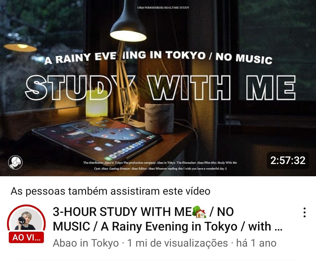 diskluma's tweet image. dica pra quem faz pausas muito longas e acaba enrolando mais do que estudando: vejam vídeos &quot;study with me&quot; no youtube e sigam o pomodoro