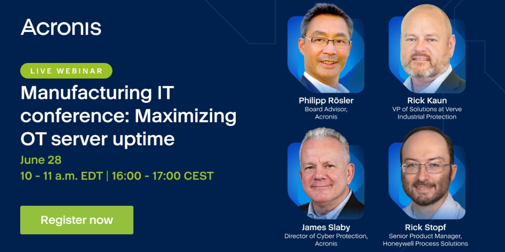 You are invited to our exciting live webinar for the manufacturing industry titled “Maximizing OT Server Uptime in Automated Factory Floor Environments. ow.ly/IPYf50OKHJa