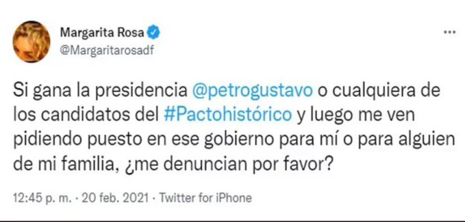 Margarita Rosa, haciendo el mandado de Petro en contra de la prensa colombiana. Resultó barato comprar su conciencia, un consulado para la hermana en Miami. La FLIP debe pronunciarse contra este ataque frontal contra la libertad de prensa de esta activista comprada.