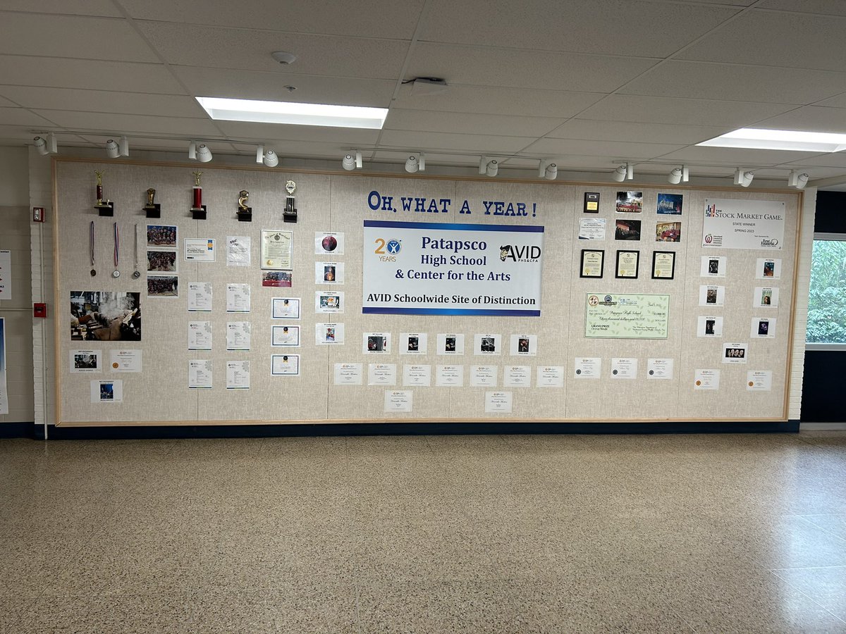 Our wall celebrating our accomplishments for the 22-23 school year is up to welcome new families as they come in over the summer.  Proud to be a Patriot!