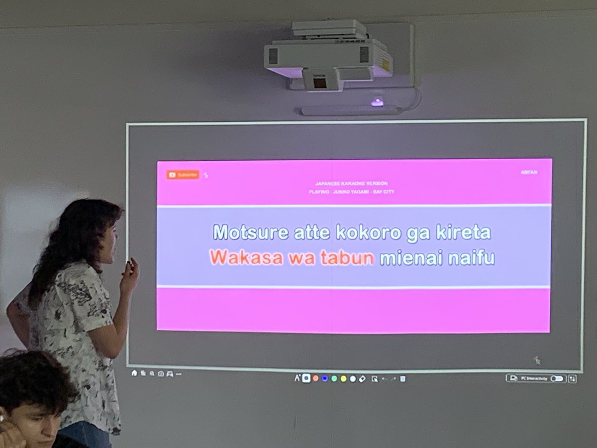 MsKariya's tweet photo. Snap shots from our karaoke party in Japanese 3 on the last* day of school. Fun times at #Samohi in the Japanese Program! @SamohiPrincipal @teachernesbitt @Dr_AShelton #cajlt https://t.co/dN7GhLu2tP