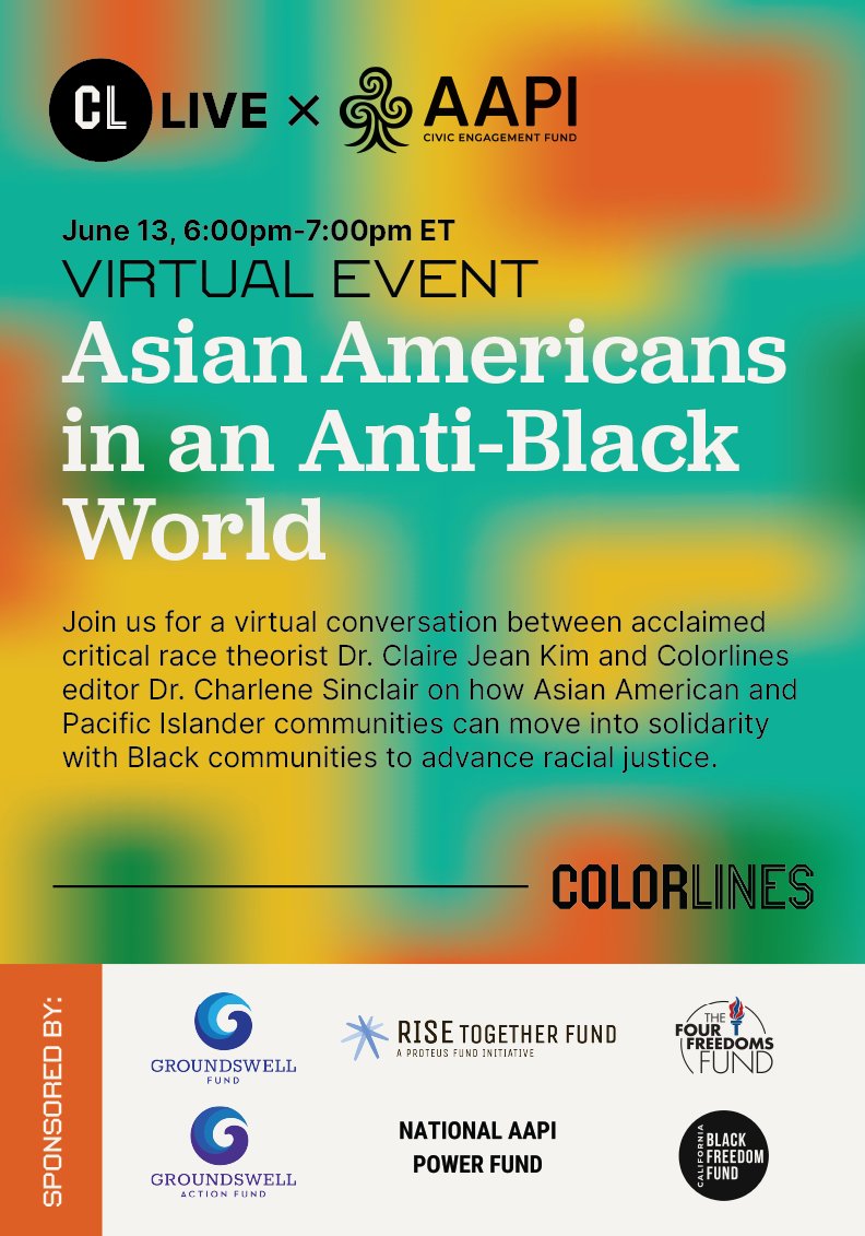 In honor of #AAPIHeritageMonth, we're co-hosting an event with @aapifund exploring Claire Jean Kim's book "Asians American in an Anti-Black World."

Join us on June 13 at 6p.m. ET. Register today for this free virtual event: bit.ly/3qAnC48