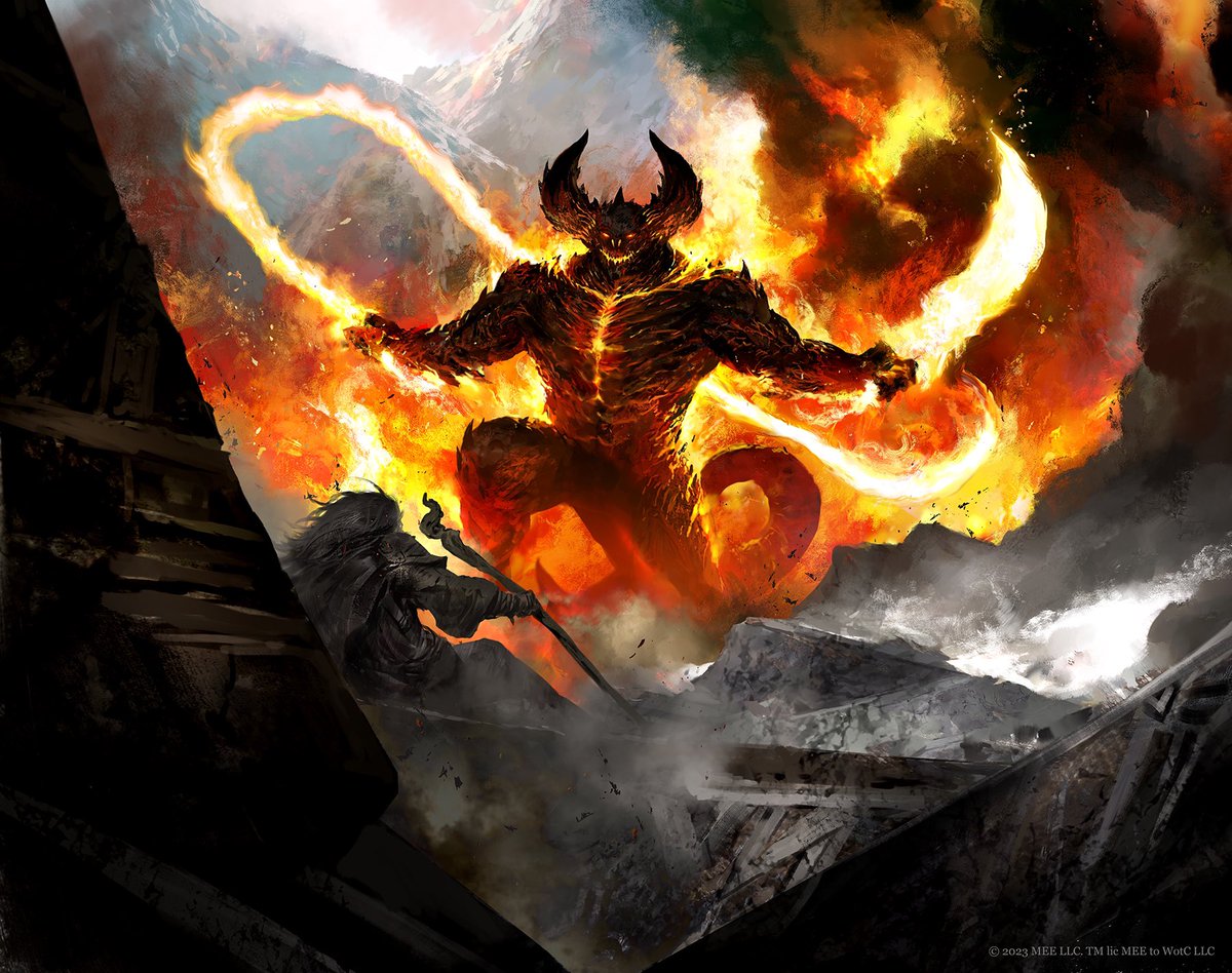 The Balrog, Durin’s Bane art for MtG: Lord of the Rings: Tales of Middle-Earth #MTGxLOTR