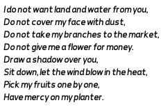 GraphPoem's tweet photo. #GraphPoem #DHSI23 #DHSI23 #vectorprosody #multilingualcomputationalpoetics https://t.co/M683D4AGNb
I do not want land and water from you,
Do not cover my face with dust,
Do not take my branches to the market,
Do not give me a flower for money.
Draw
.... https://t.co/5COtUfG5ed