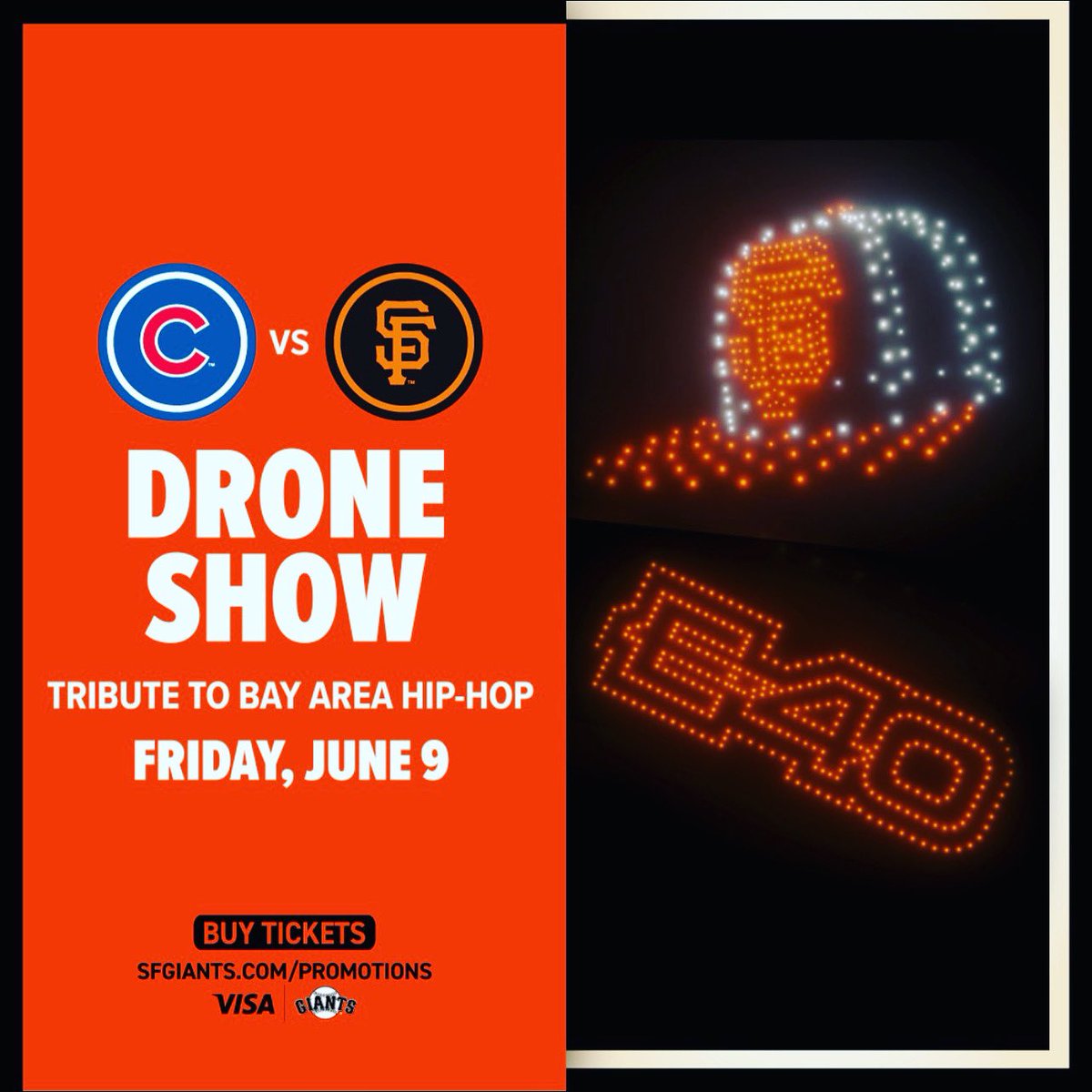 Tonight celebrating 50 years of hip hop Yay Area edition. @SFGiants first ever drone show tonight after the game.