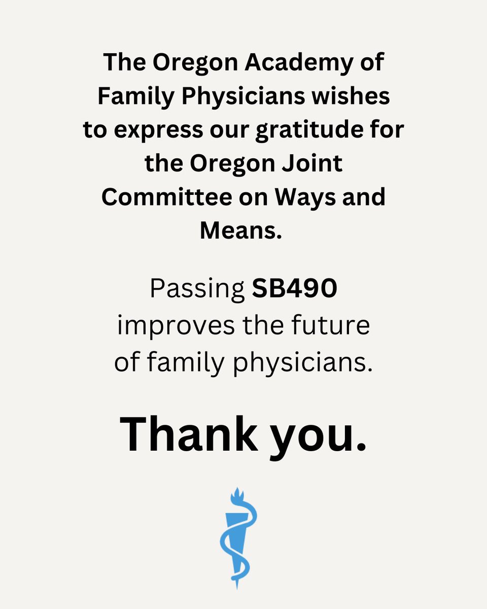 A heartfelt "thank you" to the Oregon Joint Committee on Ways and Means for passing SB490. Your decision to support the Oregon Residency Collaborative Alliance for Family Medicine (ORCA-FM) improves the future for family physicians.