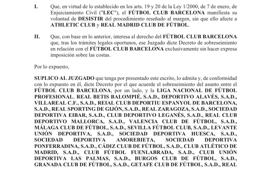 Barça Universal on Twitter "Barça withdraws from the lawsuit against