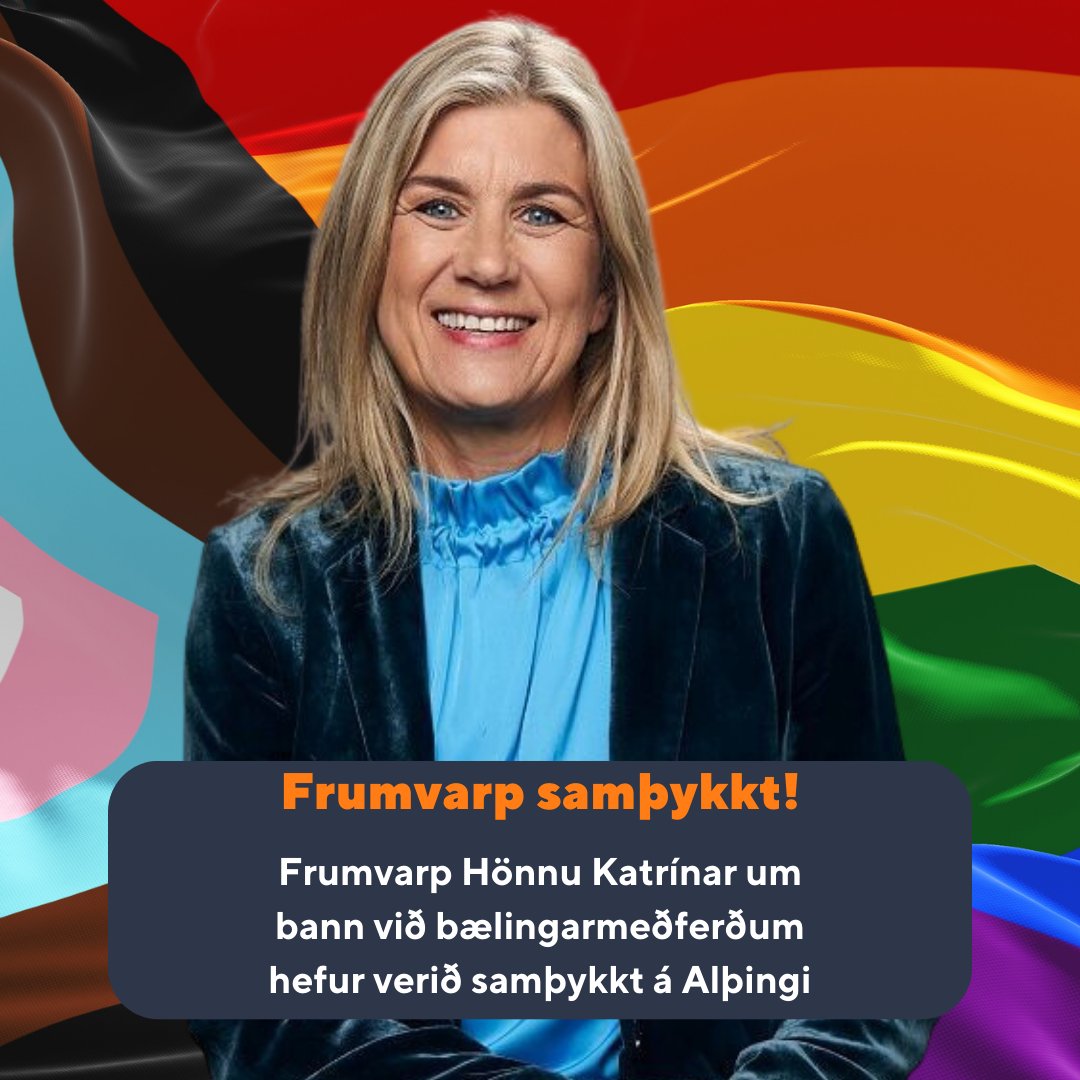 Hún <a href="/HannaKataF/">Hanna-Katrín</a> fékk mál sitt um bann við bælingarmeðferðum samþykkt rétt í þessu 🏳️‍🌈