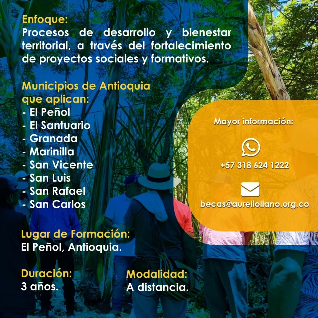 AurelioLlanoP's tweet image. ¡Convocatoria de becas abierta! 🧑‍🎓Estudia Tecnología en Gestión Comunitaria en el @Colmayor  de Antioquia. 👩‍🎓 @FraternidadMed #educacionrural