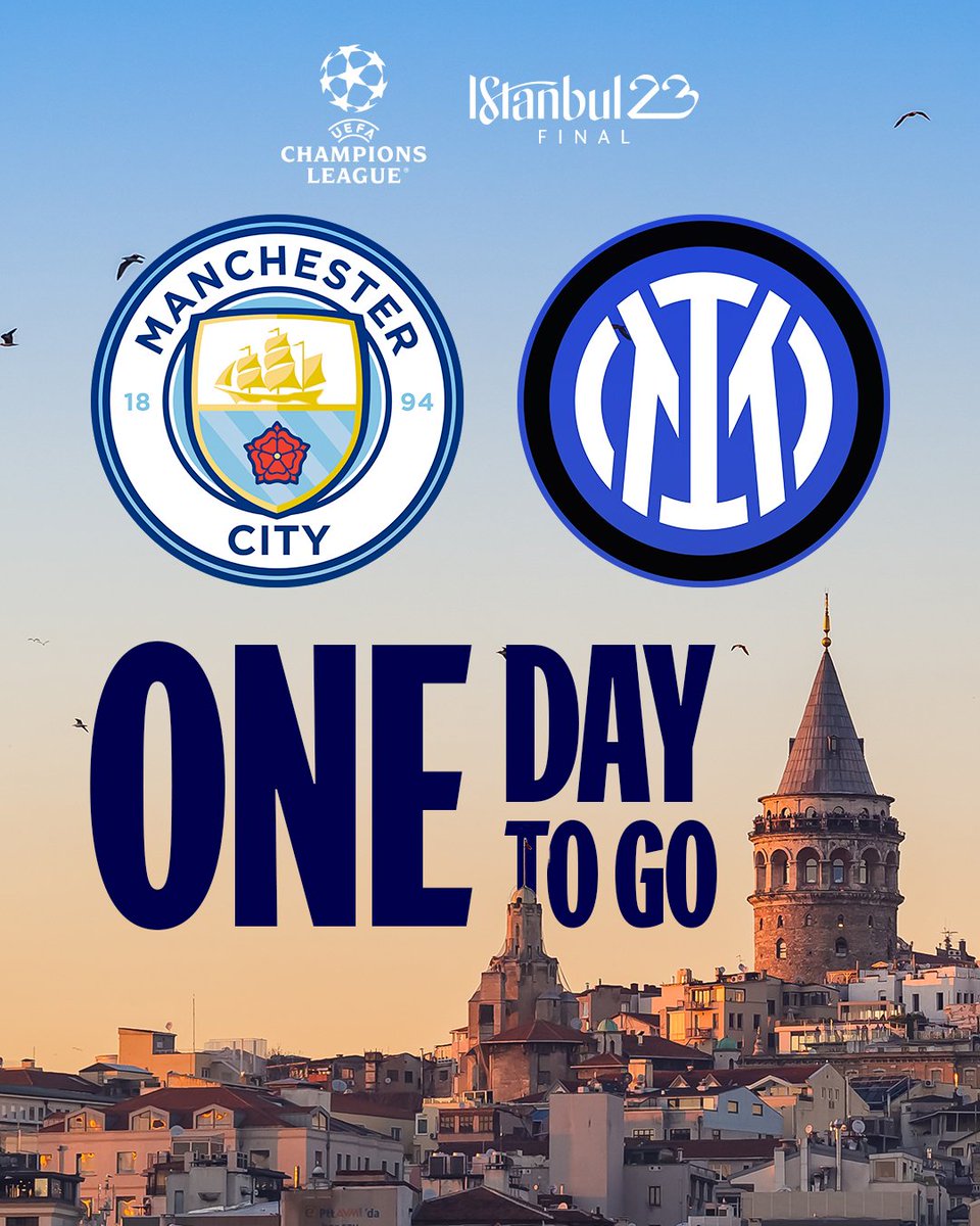 One Day To Go 
Manchester City  / inter 
İstanbul Türkiye 
#ManchesterCity #Inter 
#UCLfinal #İstanbul #Türkiye 
#EuropaLeagueFinal #Europe #ChampionsLeague