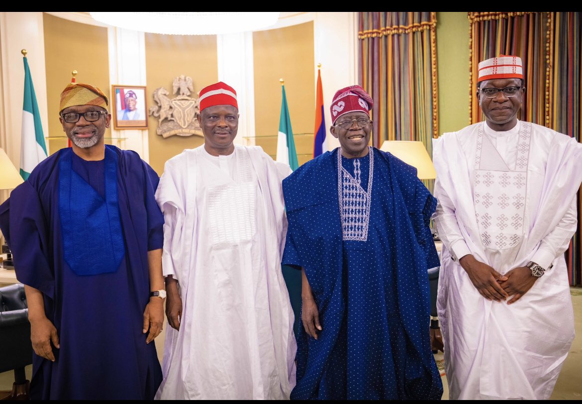 janmtum001's tweet photo. President Bola Ahmed Tinubu received in Audience, the Former Governor of Kano state and National Leader of the New Nigeria People's Party, Senator Rabiu Kwankwanso and Honorable @AbdulAbmJ at the Presidential Villa today https://t.co/Z4LDBXY9ra
