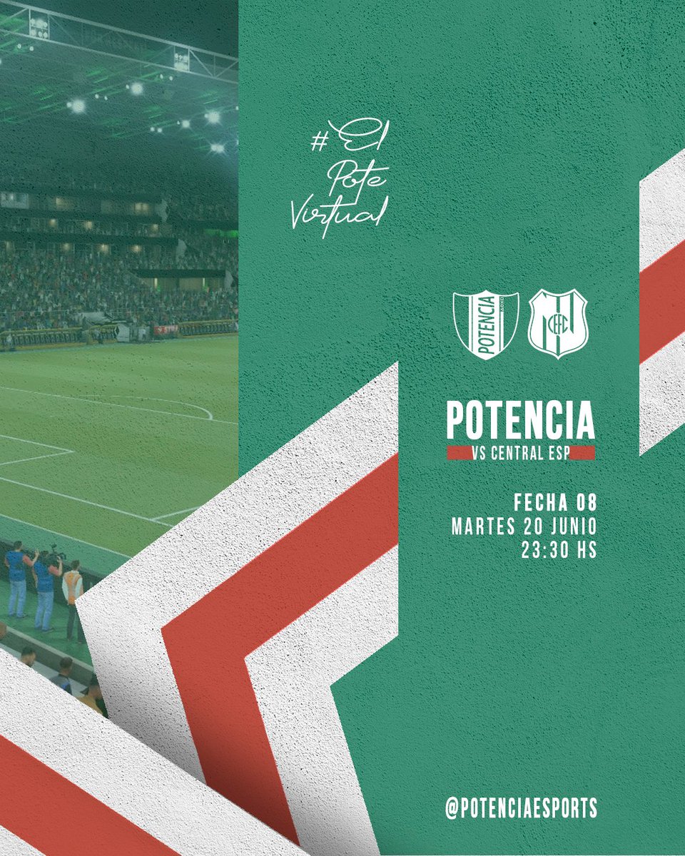 🔜 ¡HOY JUEGA POTENCIA!
🏆 #SuperligaFUFV T-27 @FUFVeSports

🗓️ Fecha 7
🆚 <a href="/EsportsJuventud/">Juventud eSports</a> 
🕚 23:00

🗓️ Fecha 8
🆚 <a href="/eSportsCES/">Cᴇɴᴛʀᴀʟ Esᴘᴀɴ̃ᴏʟ ᴇSᴘᴏʀᴛs</a> 
🕦 23:30

🖥️ youtube.com/@Potencia_eSp