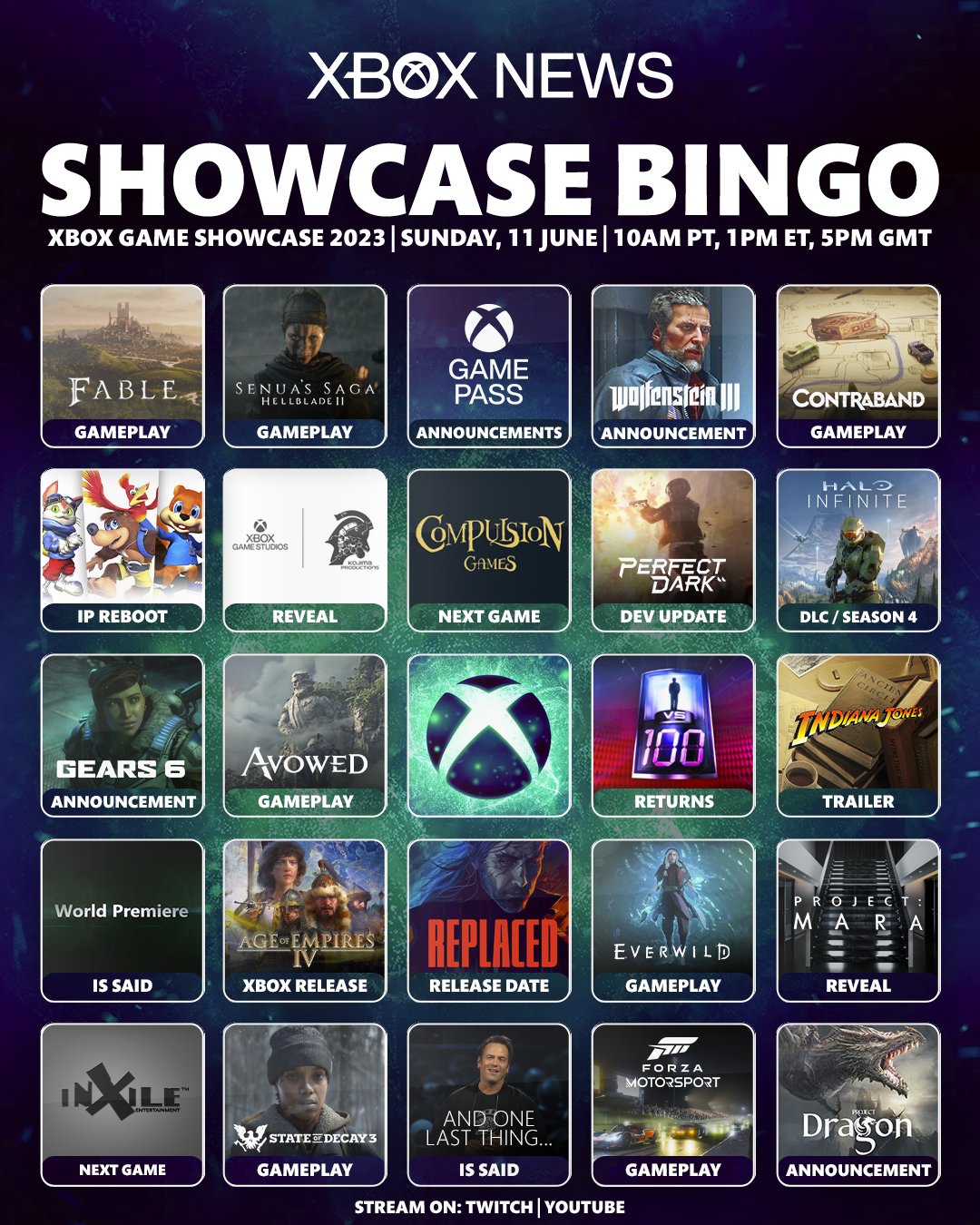 PlayStation Showcase 2023 Bingo Card