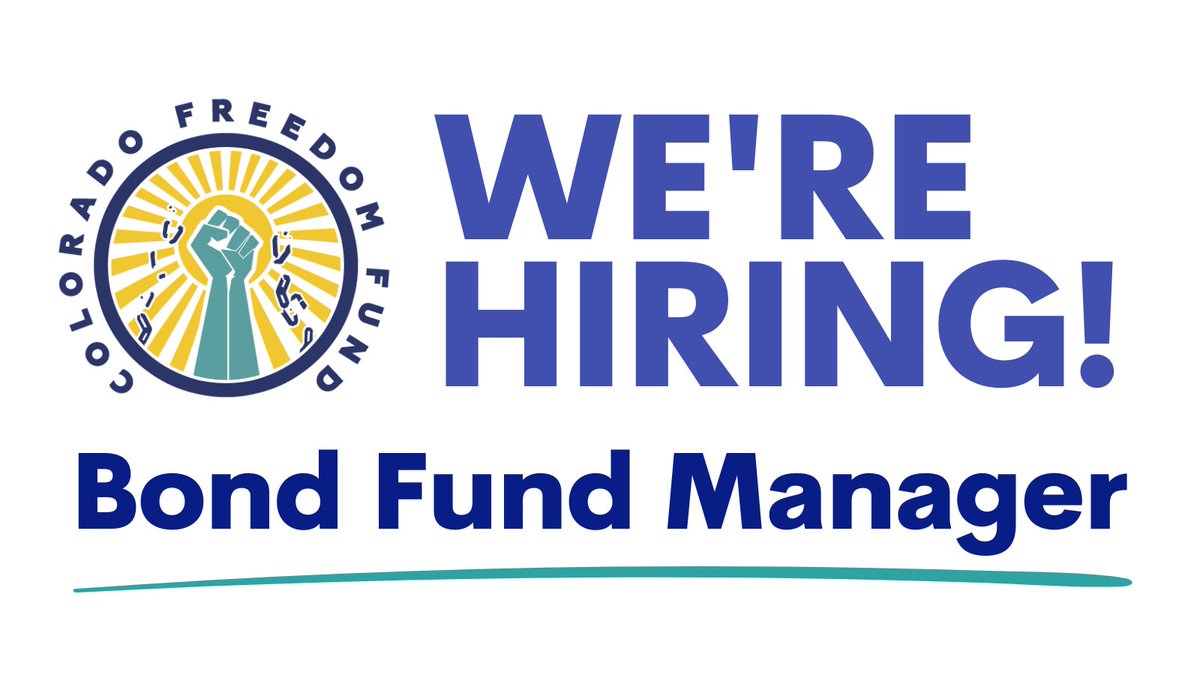📣Colorado Freedom Fund is hiring!

☀️BOND FUND MANAGER✨
• full-time (Denver, CO)
• salary $70K—$90K/year
• excellent health insurance + generous benefits
• applications accepted on rolling basis until position filled

📝Much more info + how to apply: ColoradoFreedomFund.org/Hiring