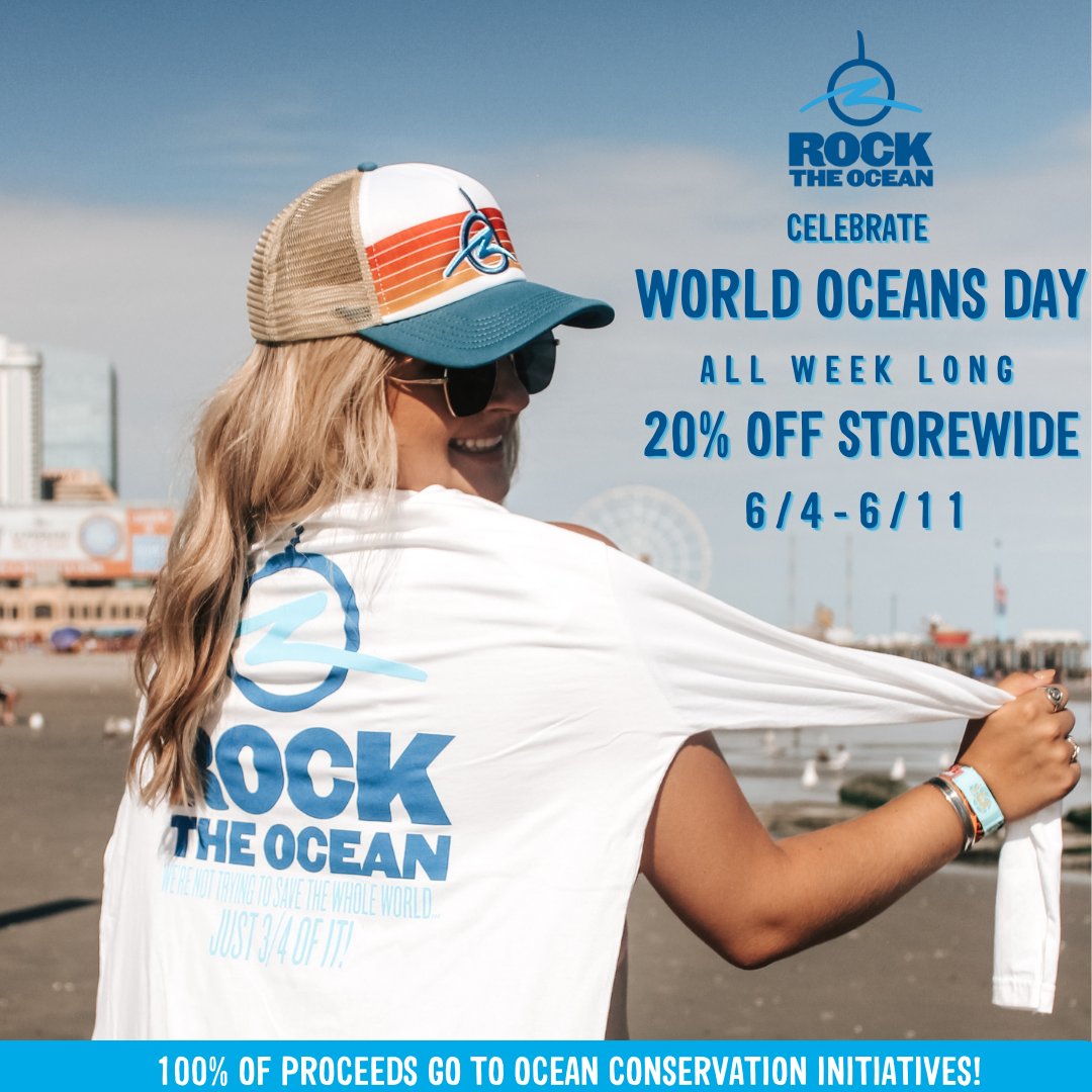There is still time to make a splash this World Oceans Day with our amazing apparel deals!  🌊Enjoy 20% off our entire online store.
.
.
#RockTheOcean #OceanConservation #SaveTheOcean #SaveTheSea  #ShopForACause #NonProfitApparel #NonProfit #WorldOceansDaySale #Sale #MerchSale