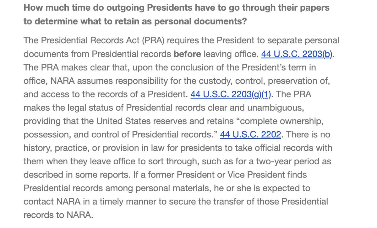 .<a href="/USNatArchives/">U.S. National Archives</a> twisting the knife.

Agency just released a lengthy FAQ/fact sheet about presidential records. 

Excerpts

archives.gov/press/press-re…