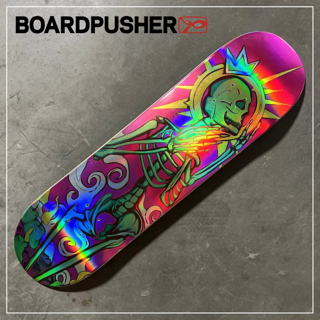 BoardPusher's tweet photo. Forgiveness is a #FeaturedDeck created by Gabriel Torrez on the https://t.co/eOBSHzK11p holographic base. More info on #skateboardart and #artist at https://t.co/9GBOVp2zUq. https://t.co/Ws9fYBaiKt