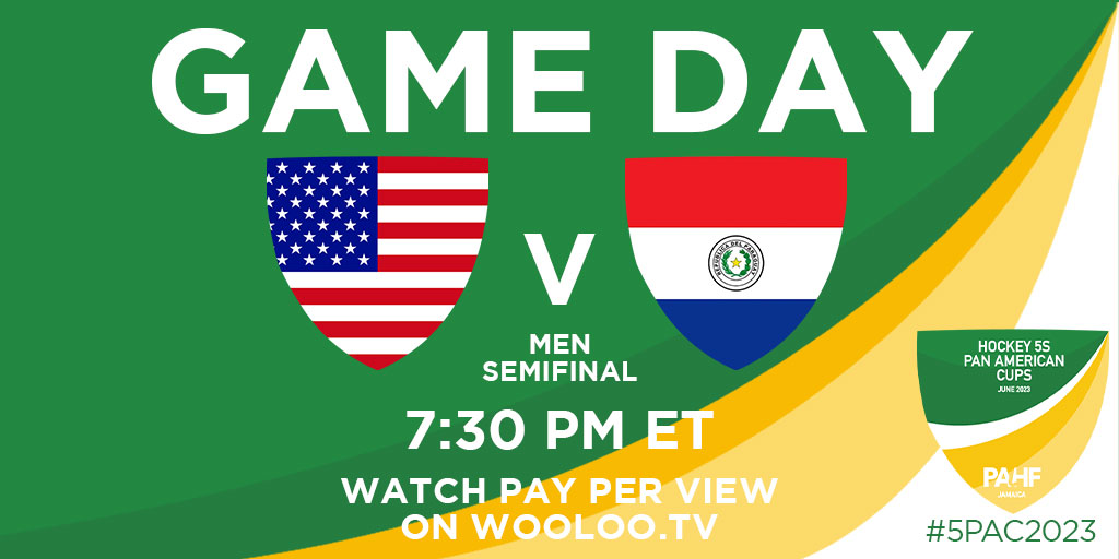 The men's 2023 Hockey5s PAC Semifinals are set: 
7:30 PM ET: 🇺🇸 vs 🇵🇾
8:15 PM ET:  🇯🇲vs 🇹🇹

USA fans can stream them PPV Wooloo.tv.