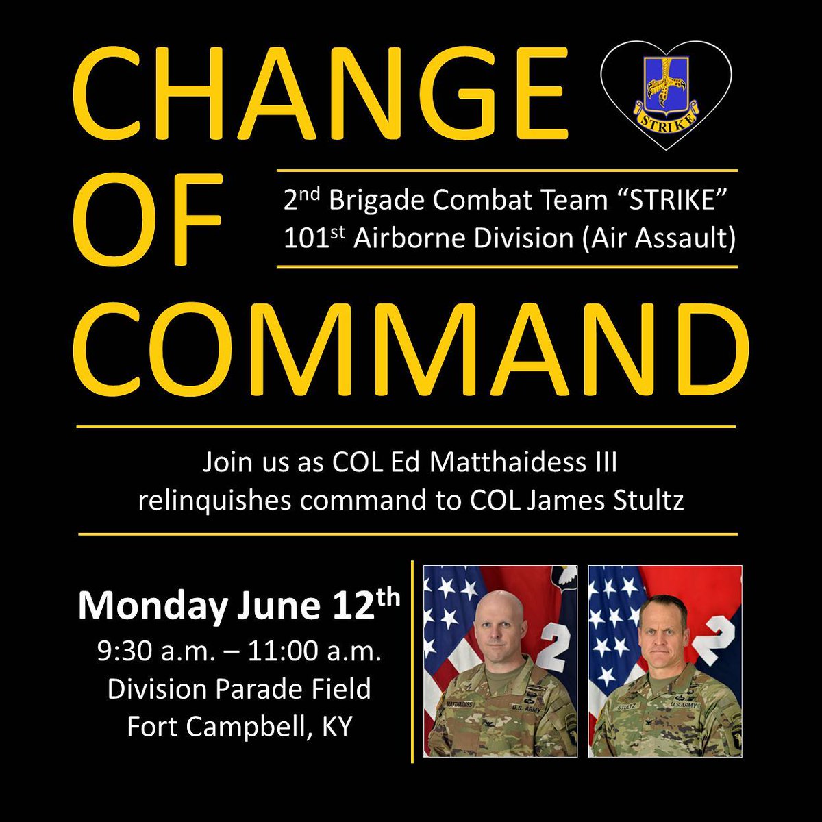 Join us for our <a href="/StrikeBCT/">Strike BCT</a> Change of Command Ceremony!