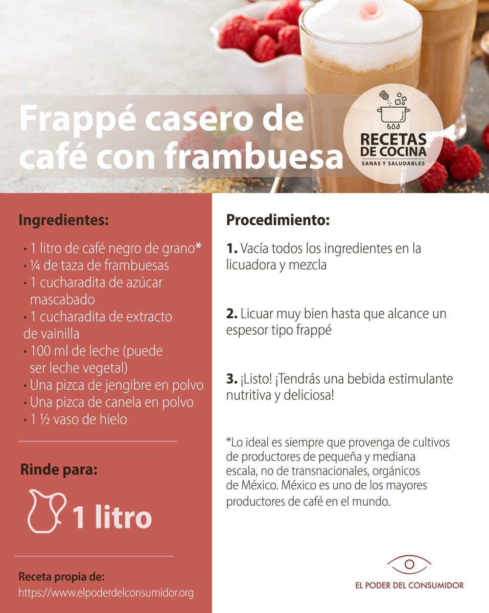 elpoderdelc's tweet photo. Existen opciones saludables para sustituir el consumo de refrescos con aditivos cancérigenos 😰

☕️🍓Te recomendamos probar un frappé casero de café con frambuesa. 
Al beberse con moderación, el café puede tener efectos benéficos en el organismo 👇 https://t.co/8soP75U6hg https://t.co/IadaqIlM7D