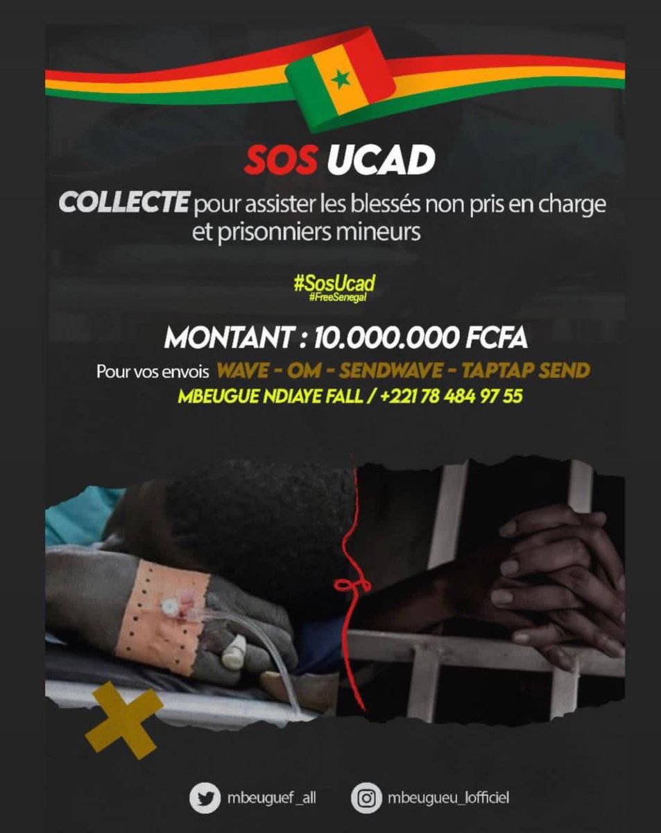 djigane's tweet photo. « SOS UCAD » est une initiative de citoyens Sénégalais volontaires et bénévoles qui ont spontanément décidé de venir en aide aux personnes impactées par les derniers événements qu’à vécu notre cher Sénégal. #SOSUCAD https://t.co/q180NaY2VR