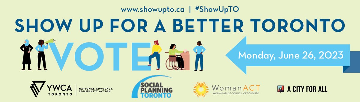 We and our #ShowUpTO partners call on mayoral candidates to #ShowUP for disabled Torontonians, stating what bold action they will take on deeply affordable & #AccessibleHousing, #DisabilityPoverty and affordable #AccessibleTransit. @YWCAToronto @planningtoronto @WomanACT #ToPoli