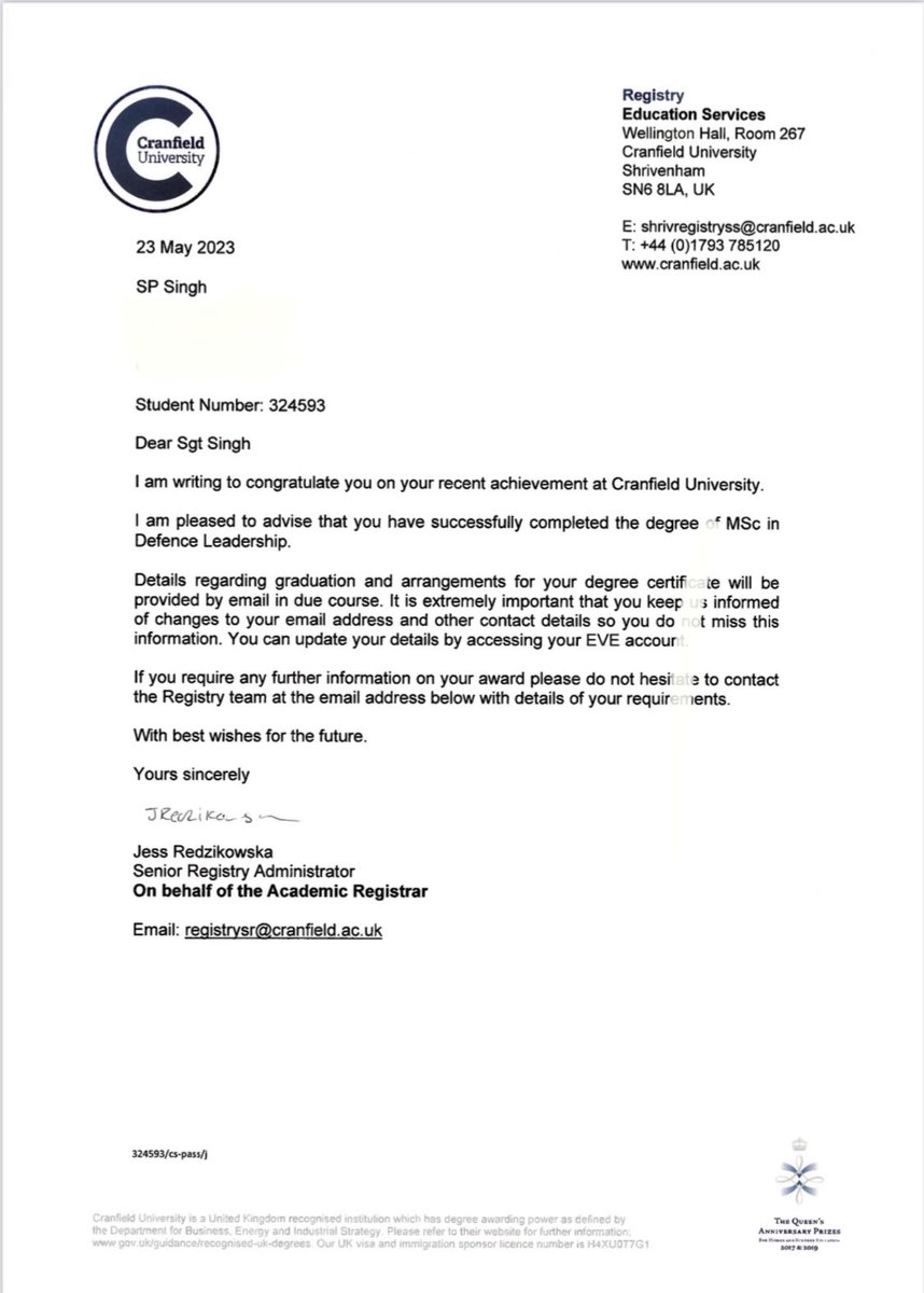 It is official!! I have managed to successfully complete my MSc in #defence #leadership from the <a href="/CranfieldUni/">Cranfield University</a>. It has been a long but productive journey. Thank you to everyone who has supported me. Looking forward to apply this knowledge into my new role.