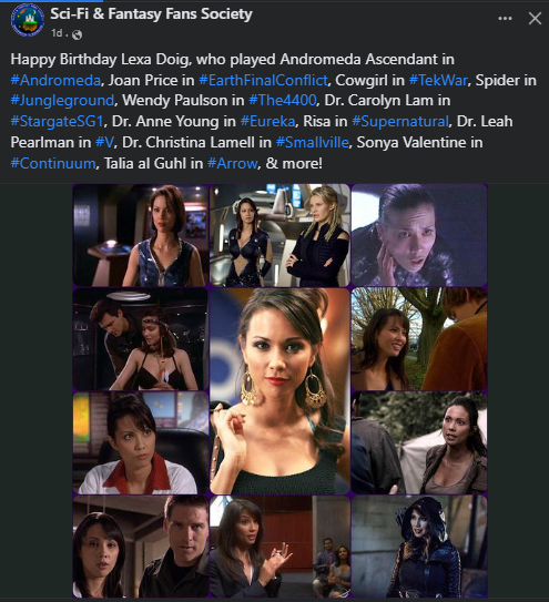 Happy birthday to Lexa Doig.

From FB. 