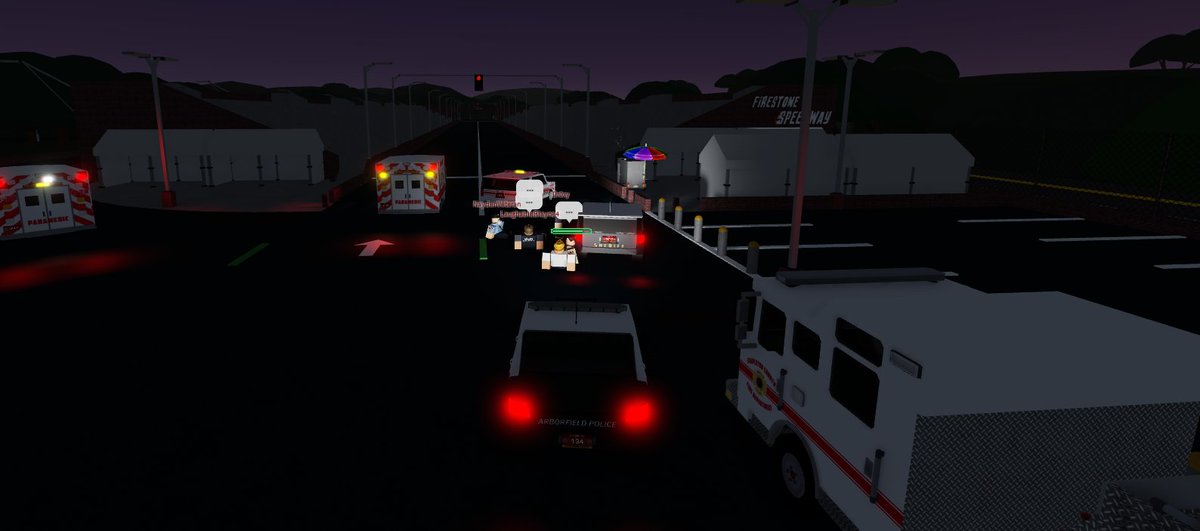 Today, a <a href="/Stapleton_CSO/">Stapleton County Sheriff's Office</a> Deputy requested additional units at the Firestone Speedway due to a gunman. The Arborfield Police Department responded and alongside the deputy, stopped the gunman. <a href="/SCFD_Official/">Stapleton County Fire</a> was paged to help provide first aid to the injured LEO's.

<a href="/FedoraMasterB98/">FedoraMasterB98</a>