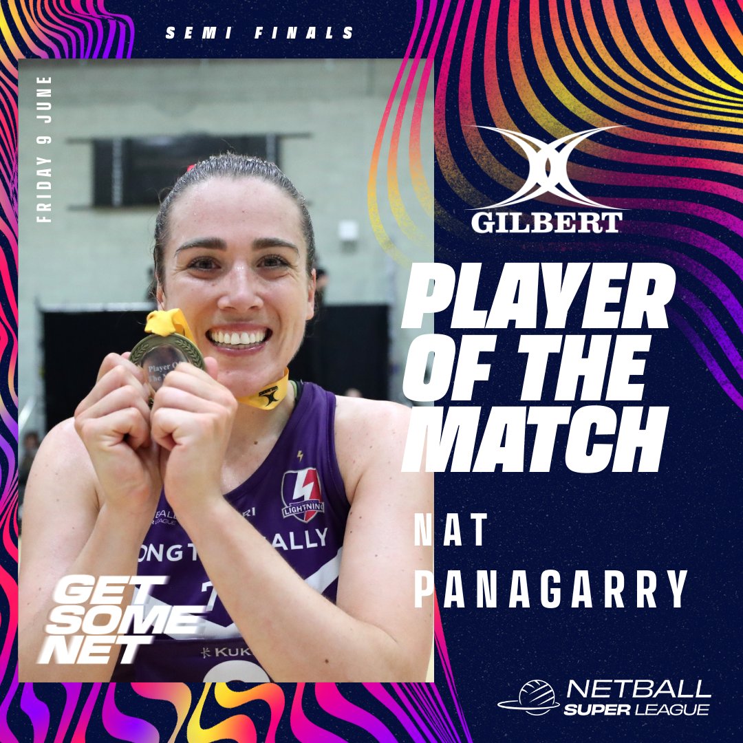 Leading by example 🫡

@LboroLightning captain @Npanagarry was superb today and wins the @GilbertNetball Player of the Match award 🏅

Panagarry was exceptional across the court, delivering 28 feeds, taking 3 deflections and 1 turnover 🔥