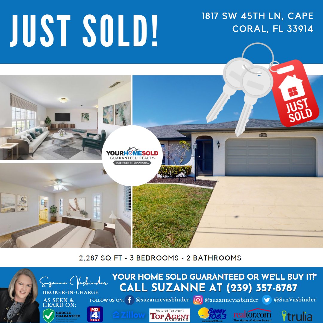 JUST SOLD! 🏡😍

📍1817 SW 45TH LANE, CAPE CORAL, FL 33914

Call now at 239-357-8787

#justsold #swfl #capecoral #fortmyers #agent #realestate #homeseller #houseforsale #listed #suzannevasbinder