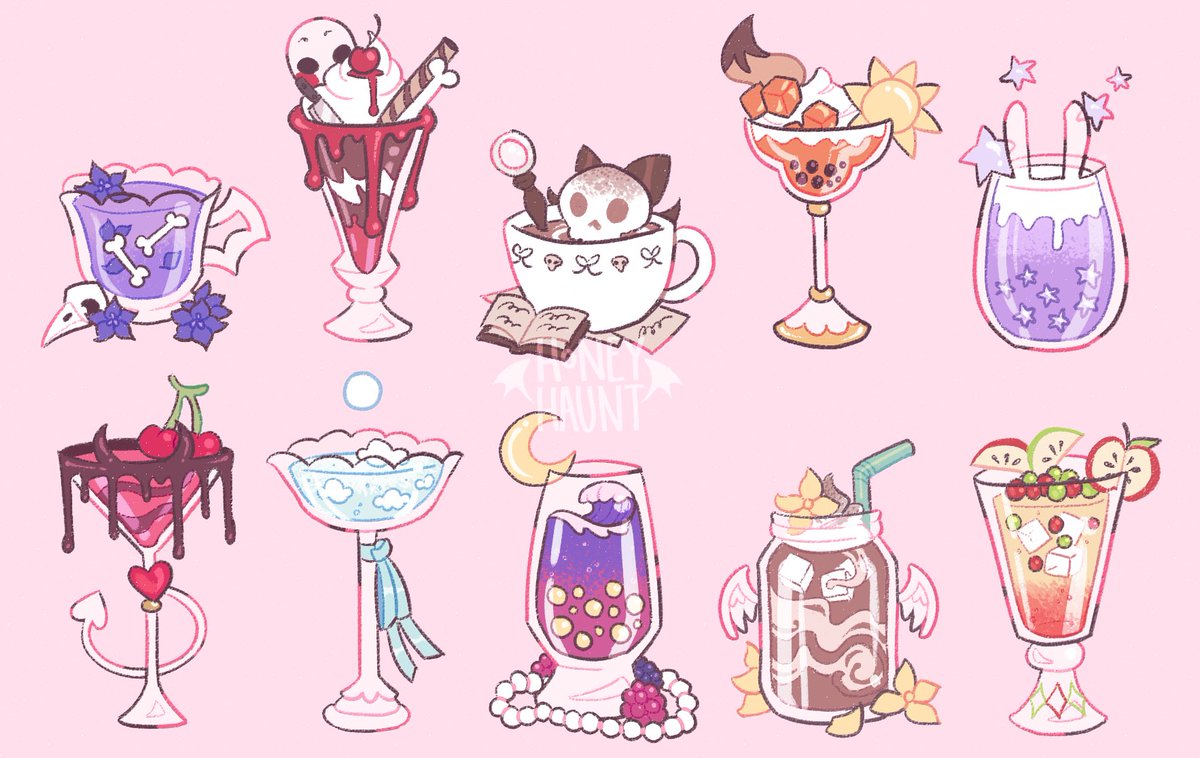 i keep forgetting to post these but a couple months ago i designed some drinks based off my ocs~ i have too many ocs to dump here but needless to say i was on a design kick 🍧 #originalcharacter #foodillustration #boba