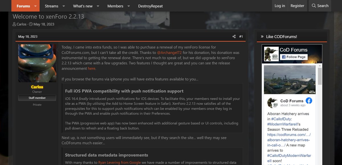 CallofDuty_Blog's tweet image. Welcome to xenForo 2.2.13 codforums.com/threads/welcom… A new update arrives for @CoDForums! #xenForo #Community #xenForo2 #Forum #CoD #Forums