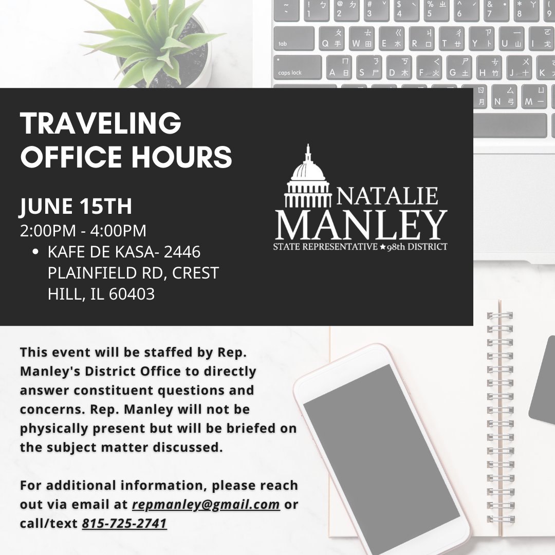 If you are interested in speaking directly with my staff to address your questions or express concerns about the 98th district, consider visiting us during upcoming traveling office hours! We hope to see you there!