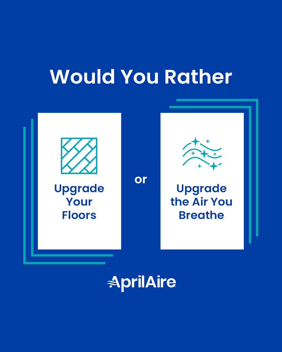 If you’re thinking about upgrading the floors in your home, consider improving the air you breathe first! Improving your IAQ benefits your health while protecting your new floors and increasing the value of your home! 

Choose #HealthyAir with AprilAire. bit.ly/41vi6NO